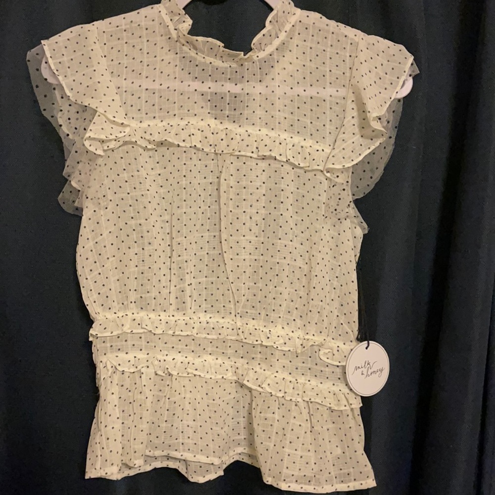 Shear polka dot blouse